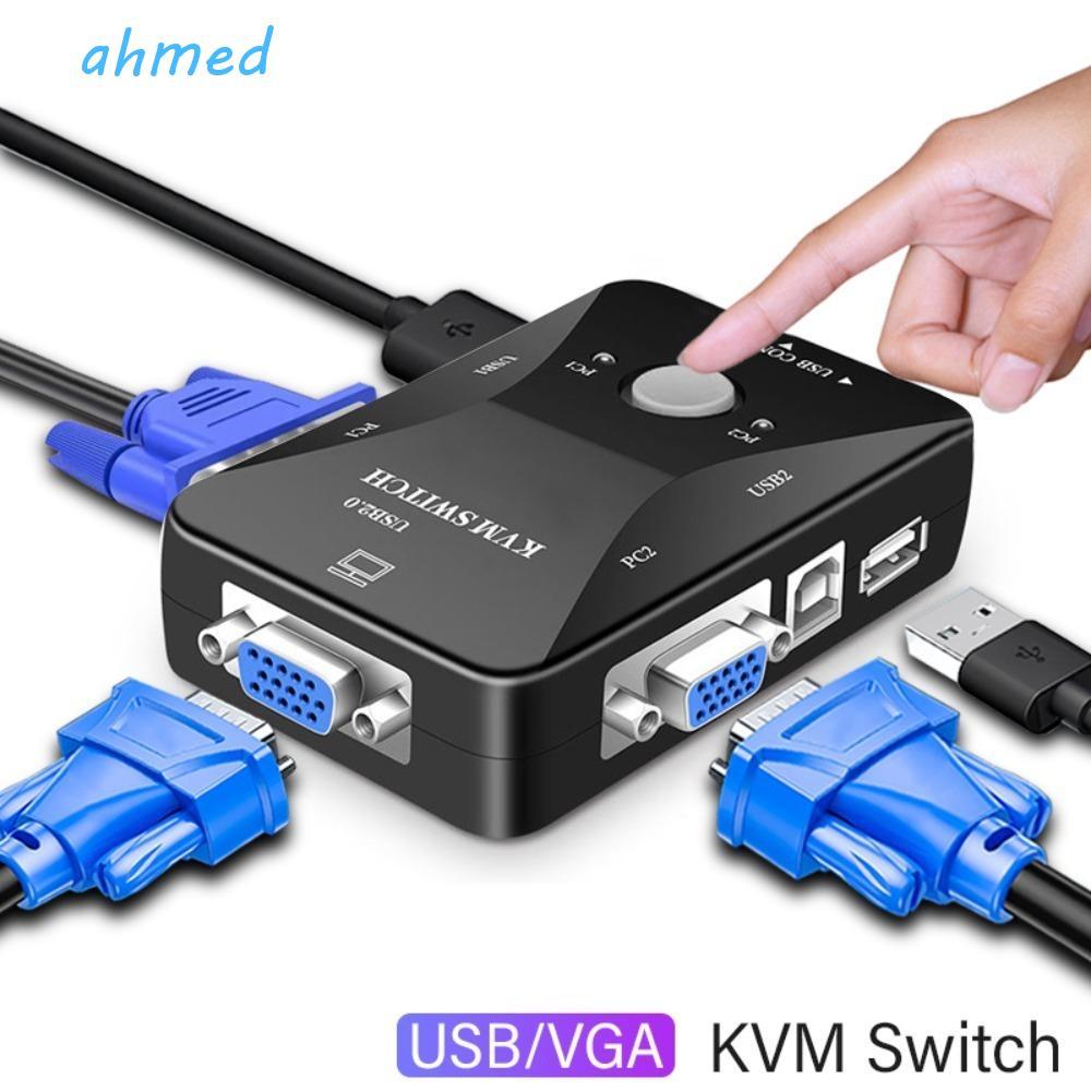 Interruptor KVM VGA De 2 Portas AHMED , Switcher 2 Em 1 Saída USB 2.0 Switch Splitter ,