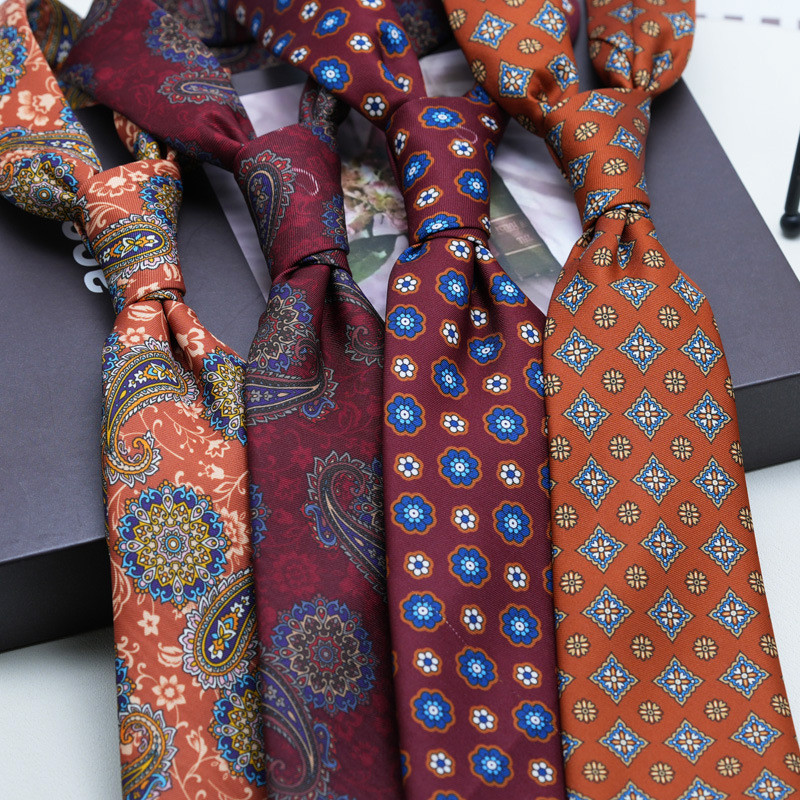 9CM Homem Gravata Larga Impressão Floral Paisley Xadrez Padrões Estilos De Moda Para Festa De Casamento