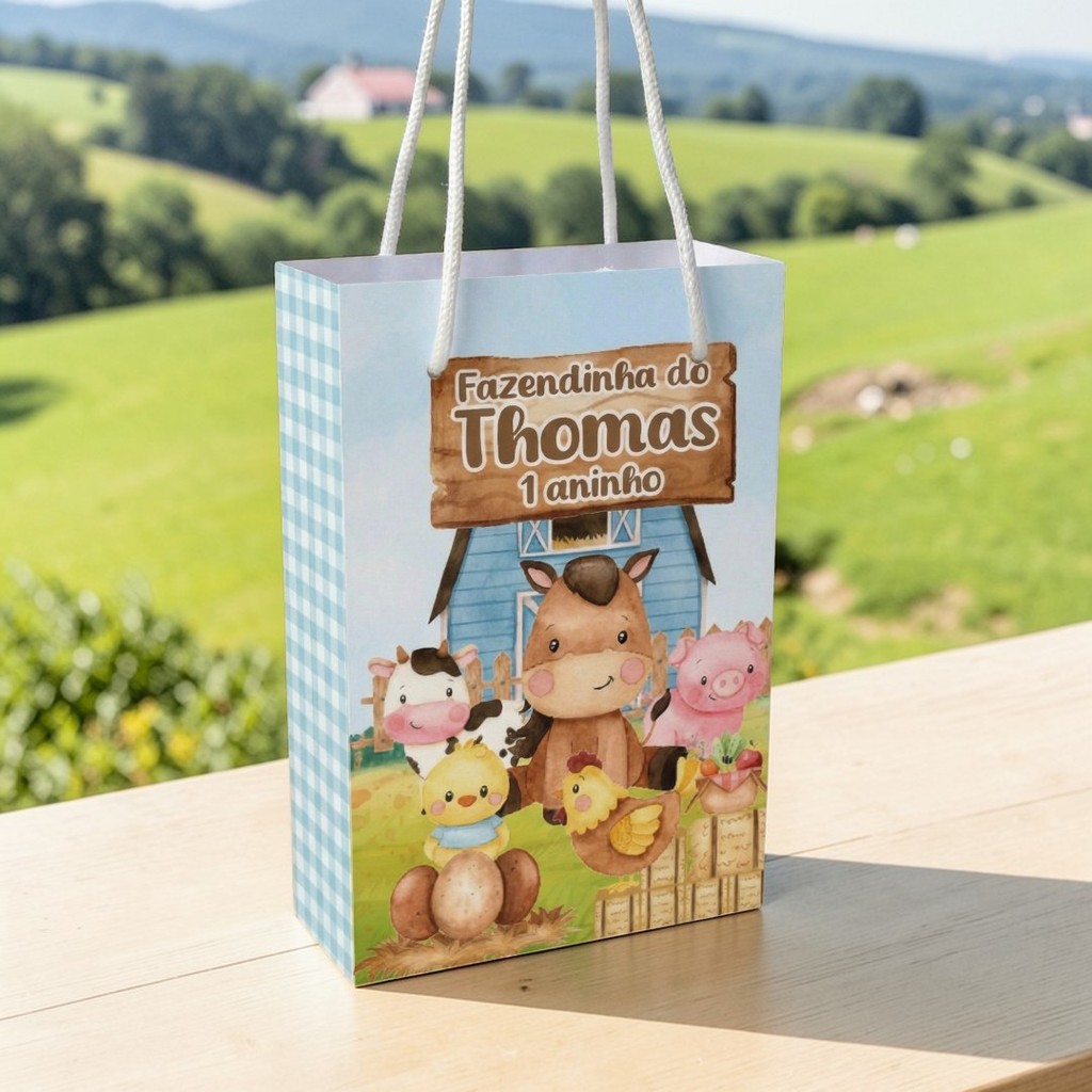 Sacolinha personalizada FAZENDINHA VERMELHA  PEGUE E MONTE | Personalizados lembrancinhas mimos