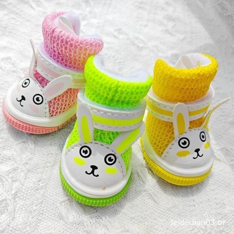 4 Pçs Verão Cão Tênis Para Pequeno Filhote De Cachorro Animal Bonito Coelho Respirável Pet Sandália Sapatos Pé Usar Bota