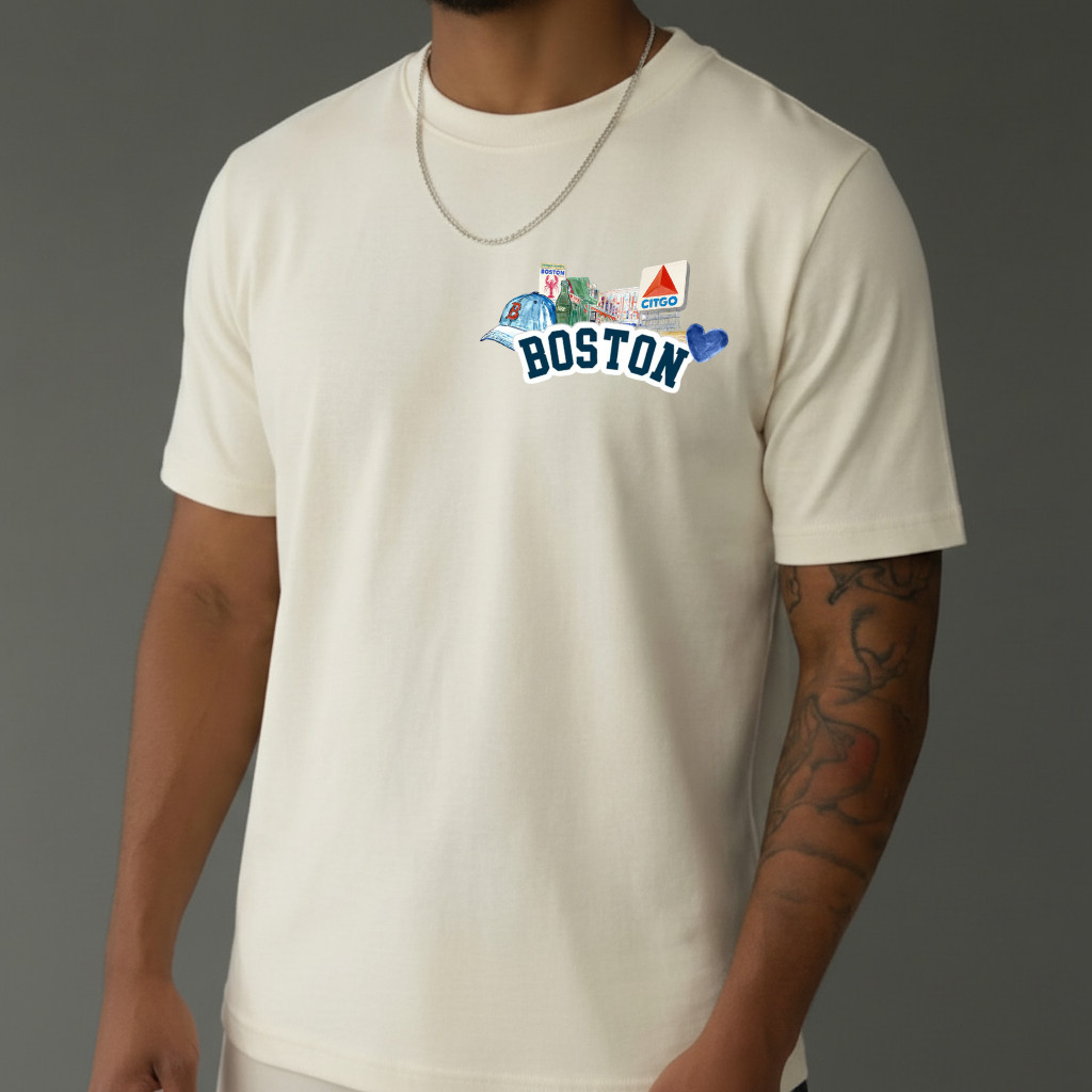 Camiseta Básica T-shirt Masculina Boston Arte Estampada Academia Algodão Estilo Confortável