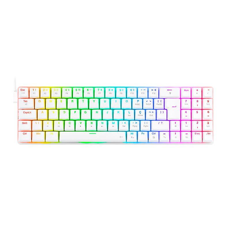 Teclado Mecanico Gamer Redragon Ashe, RGB, Switch Red, Branco, K626-KB-W-PT-RED em Oferta na Shopee