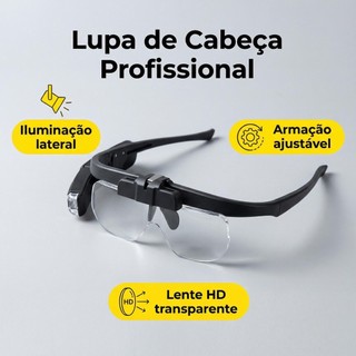 Óculos Lupa Aumento Led Recarregável Profissional Ajustável