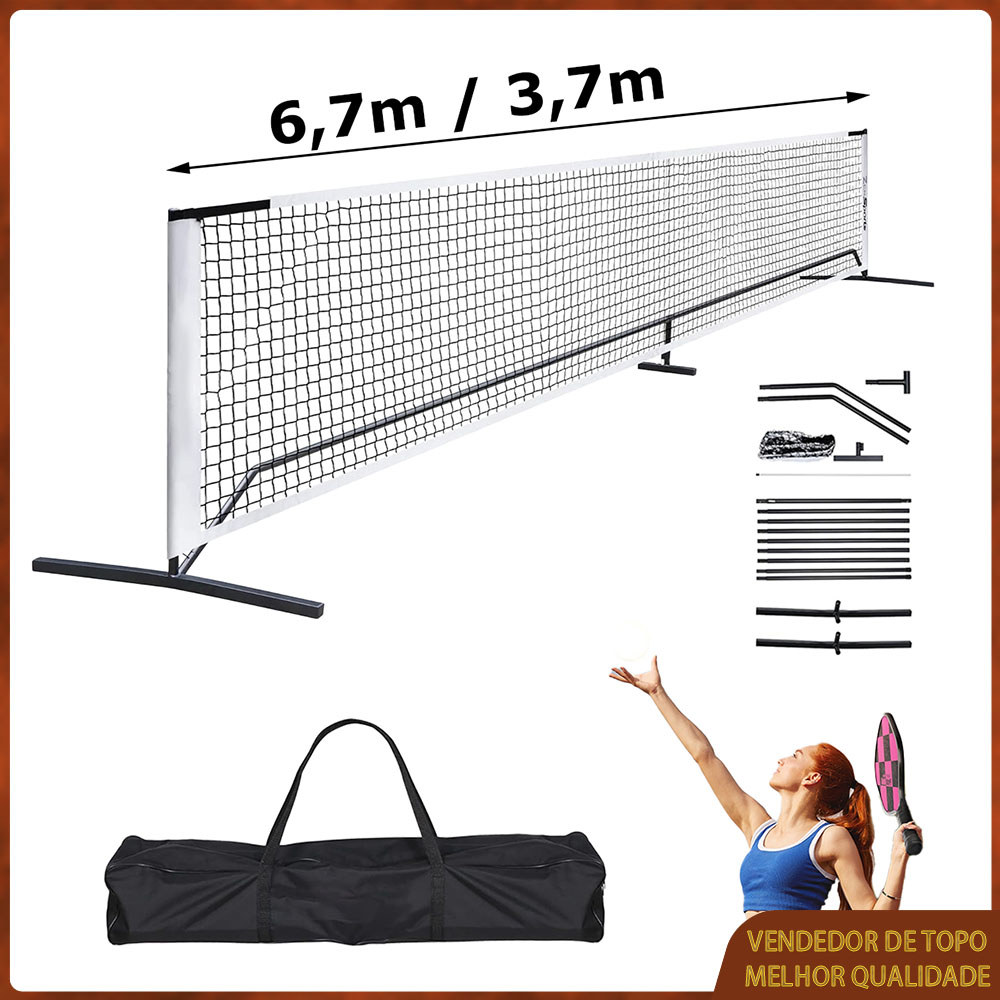 6,7/3,7m Rede portátil de pickleball tamanho padrão com bolsa de armazenamento adequada para badminton vôlei e tênis