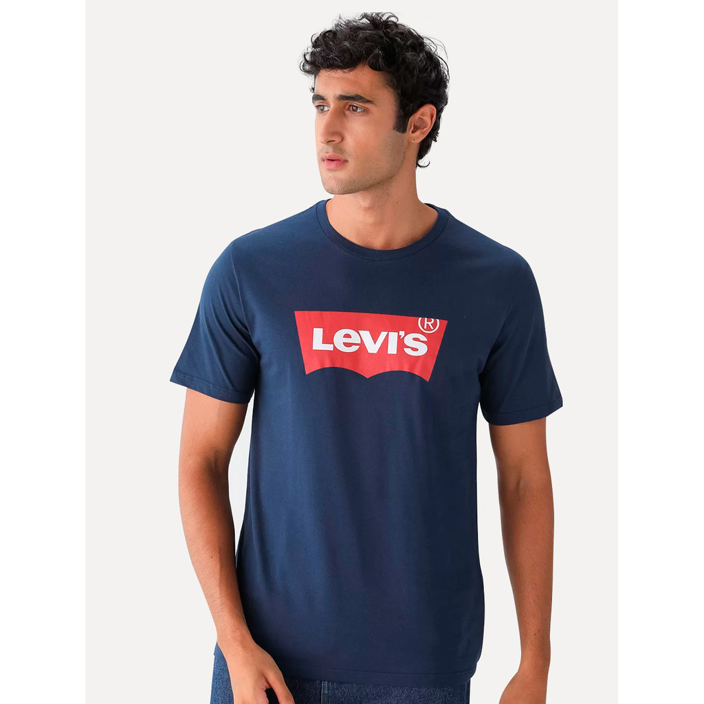 Camiseta Levis Original Masculina Logo Batwing Azul Marinho LB0010026