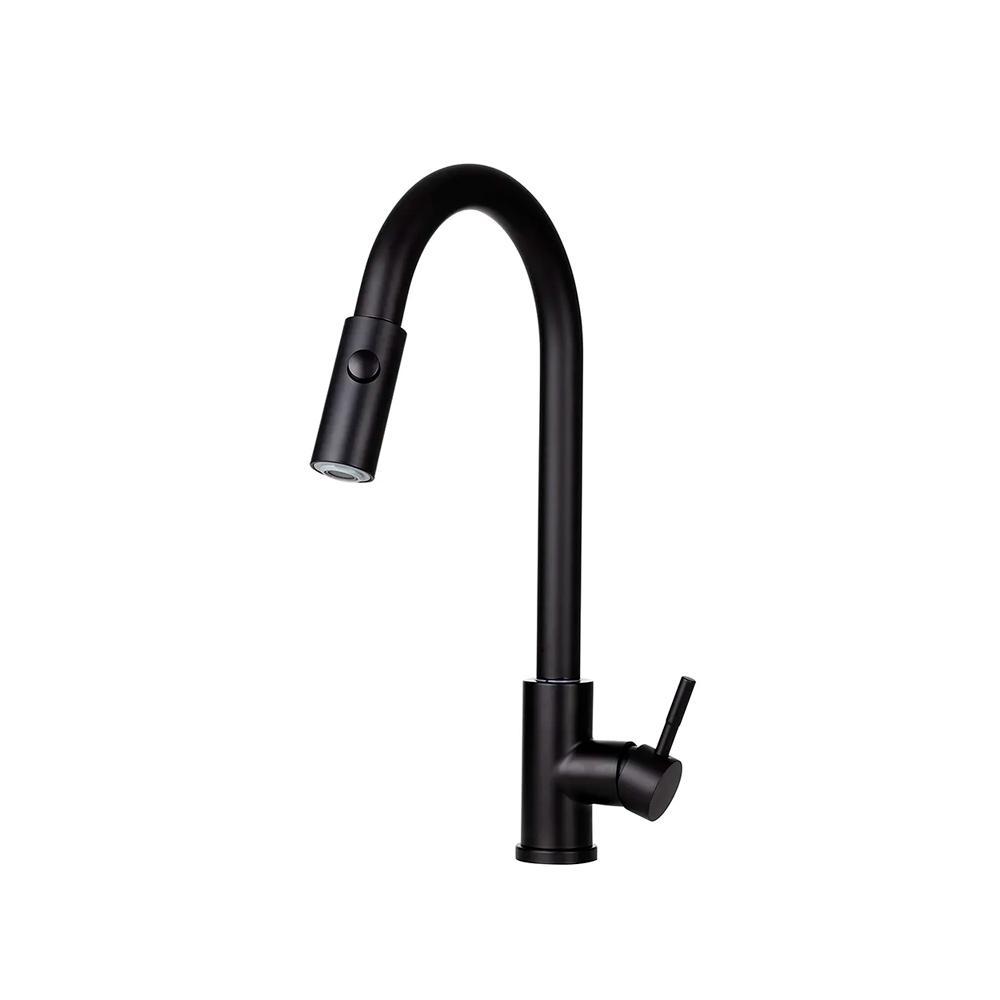 Torneira Para Cozinha Gourmet Misturador Monocomando Em Aço Inox 304 Fosco Muru Pingoo - Preto