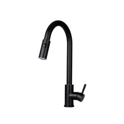 Torneira Para Cozinha Gourmet Misturador Monocomando Em Aço Inox 304 Fosco Muru Pingoo - Preto