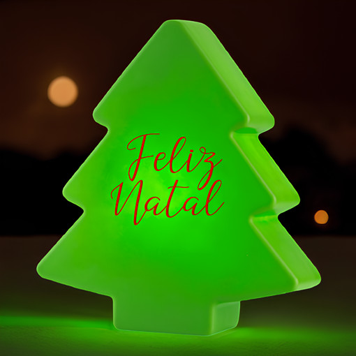 Luminária Árvore de Natal LED Decorativa Merry Christmas Verde Abajur Natal Bivolt