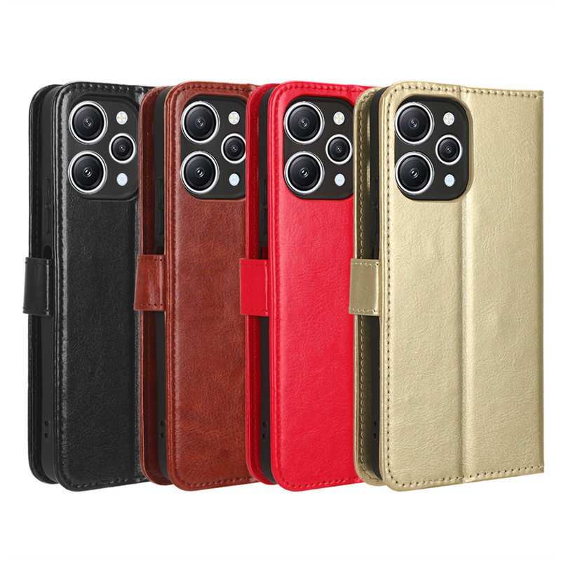 Adequado para Xiaomi Poco M6 Pro caso de telefone Flip Redmi 12 4G caso de couro