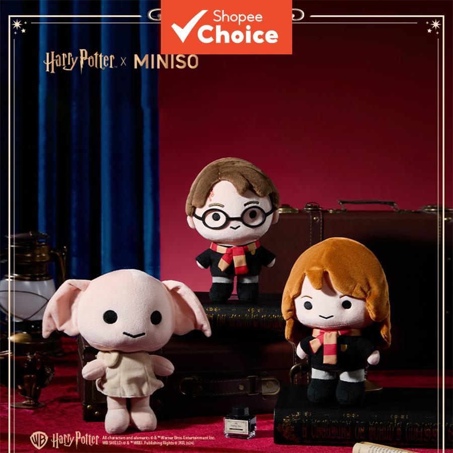 MINISO  Conjunto de presente de bonecos de pelúcia Harry Potter e Hermione da série Harry Potter - tamanhos 18 x 11 x 21