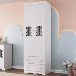 Guarda-roupa Infantil 62cm 2 Portas com Vidro e 2 Gavetas Doçura Multimóveis MP4491