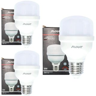 Pack 3 Lâmpada Led Bulbo Hp 20w Bivolt Luz Branco 6500K em Oferta na Shopee