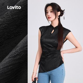 Lovito Blusa Elegante Nova Cheongsam Chinesa Estilo Qipao Primavera/verão Blusa Preta para Mulheres L166AD1064 em Oferta na Shopee