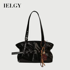 IELGY Bolsa feminina para axilas retrô de grande capacidade outono inverno Casual plissada bolsa de viagem de um ombro