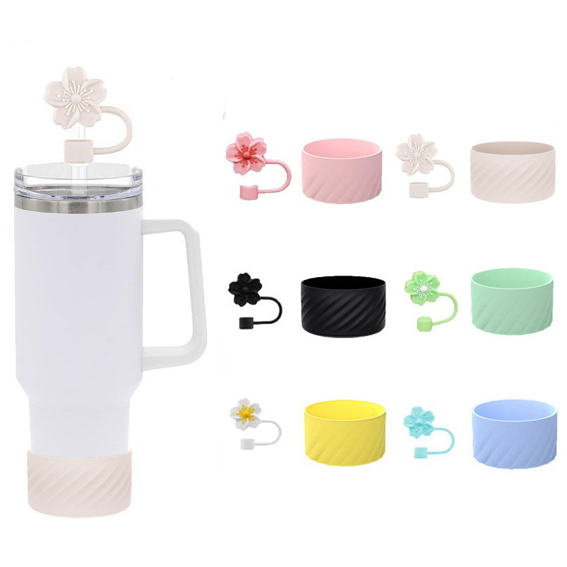 40OZ 10mm Canudos À Prova De Poeira Capa & Copo Conjunto Bota De Silicone Begônia Tampa De Palha Protetor De Garrafa De em Oferta na Shopee