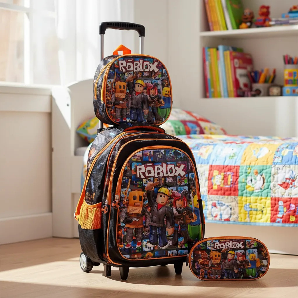 Kit Mochila de Rodinha Personagem Masculino com Estojo e Lancheira em Oferta na Shopee