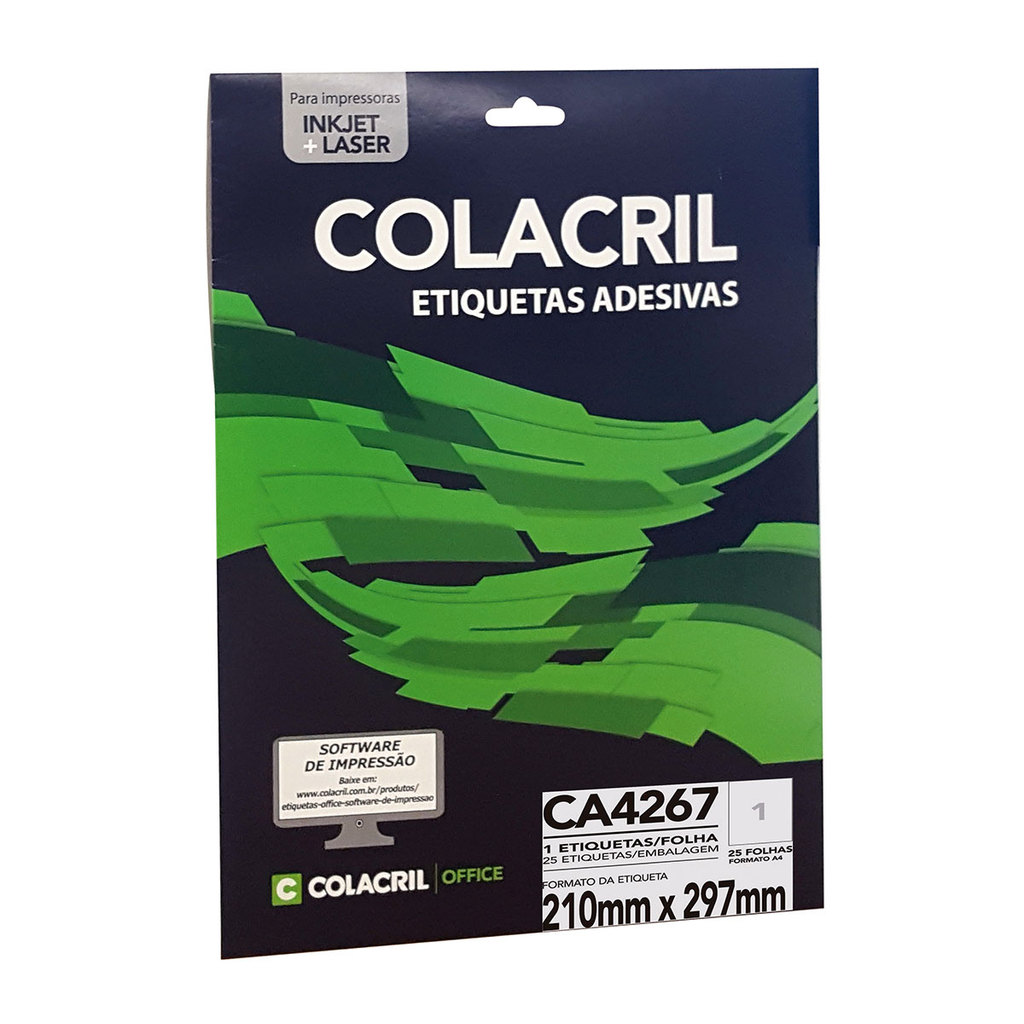 Etiqueta inkjet/laser A4 CA4267 com 25 folhas Colacril