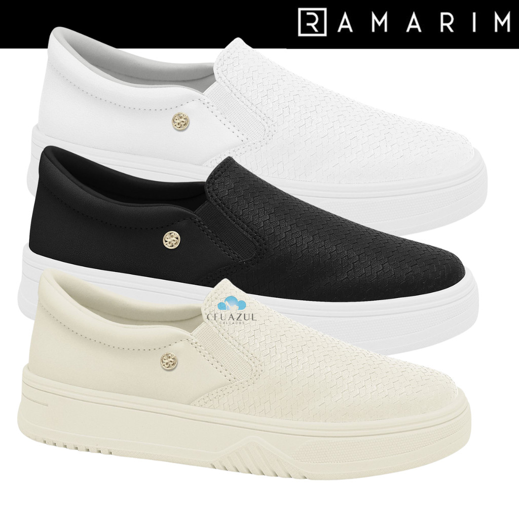 Tenis Slip On Feminino Ramarim Casual Calce Fácil Trabalho Conforto Urbano Confortável em Oferta na Shopee