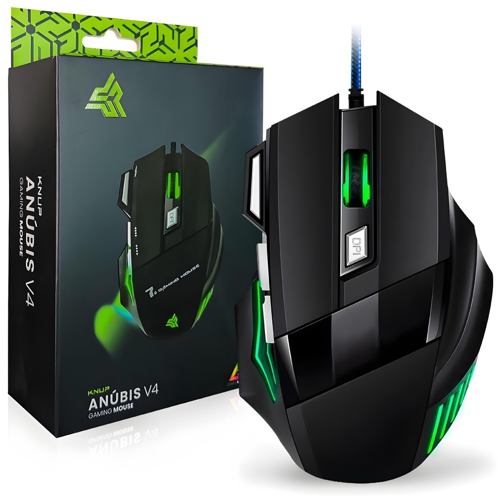 Mouse Gamer 2400 DPI com LED 7 Botões Anúbis V4 Knup KP-V4