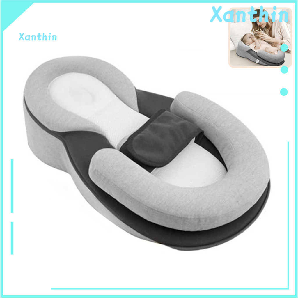 Imagem Pillow Mat for Feeding Infant Recliner Cushion Baby Support Lounger Reflux Wedge with Safety Strap – Portable Breastfe