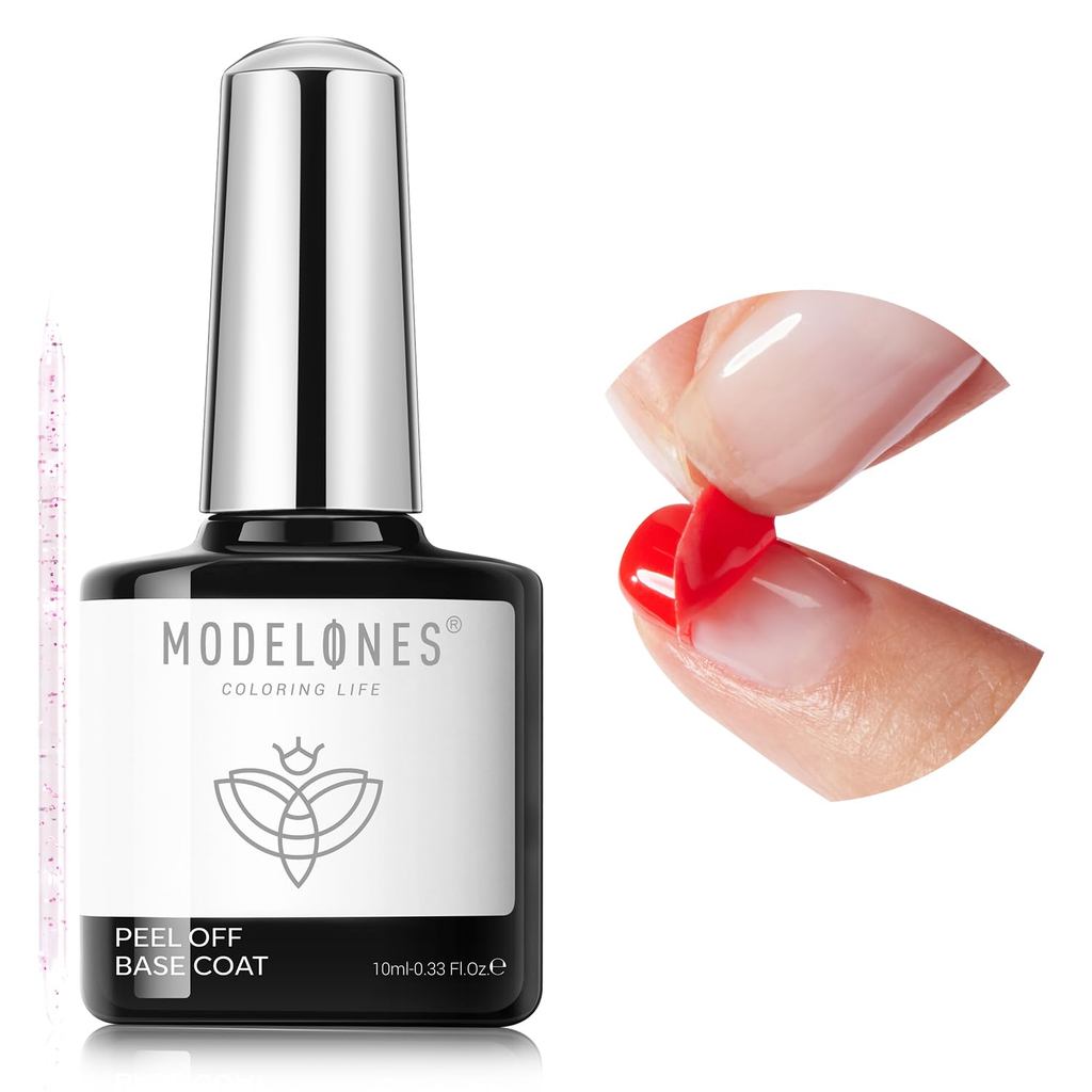 modelones Lamp Free Peel off Gel Base Coat, Base Coat Removível para Esmalte em Gel, Fácil Remoção, Ideal para Iniciante