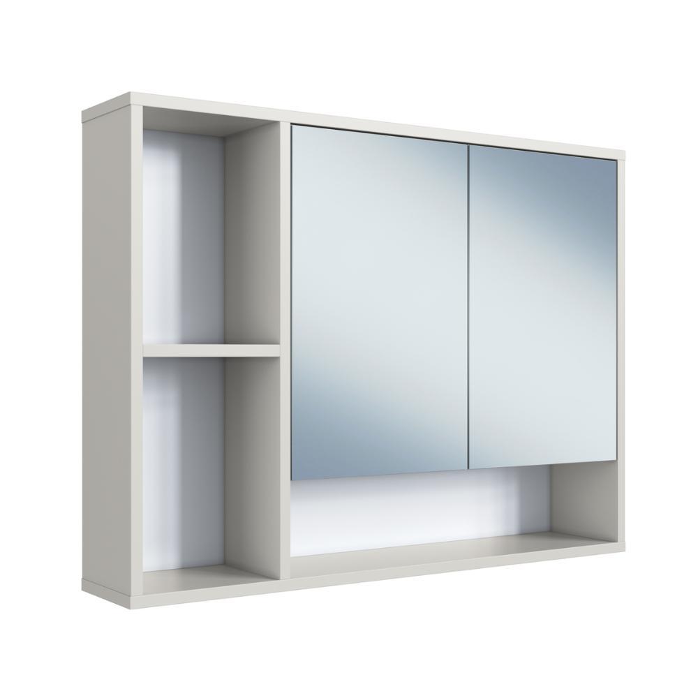Armário de Banheiro com Espelho 80cm 2 Portas 3 Nichos Bari BA1085AR Arenas - Ar