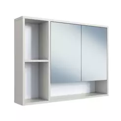 Armário de Banheiro com Espelho 80cm 2 Portas 3 Nichos Bari BA1085AR Arenas - Art In Móveis