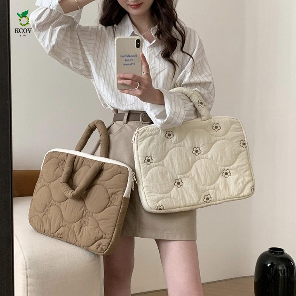 Capa Protetora Para Computador KCOV , Bolsa Acolchoada Com Flores De Cor Sólida Laptop , Macia