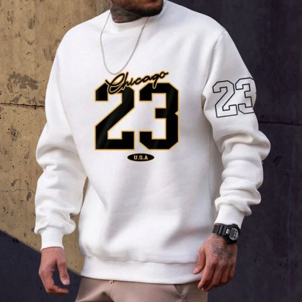 Moletom Gola Redonda Chicago 23 Premium Flanelado Blusa de Frio Sueter  Streetwear Estiloso