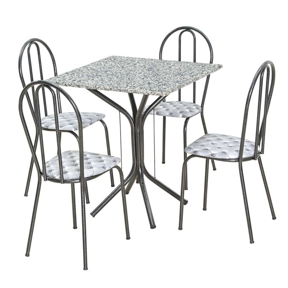 Conjunto Mesa Quadrada com Tampo em Granito e 4 Cadeiras Artefamol Thais