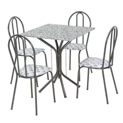 Conjunto Mesa Quadrada com Tampo em Granito e 4 Cadeiras Artefamol Thais