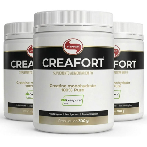 Kit 3 Creafort Creatina Creapure 300g Vitafor