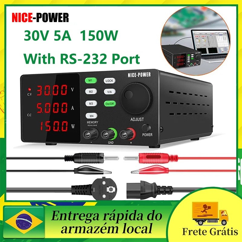 Fonte de alimentação de bancada variável 0-30V 0-10A fonte de alimentação CC ajustável com predefinição de memória chave