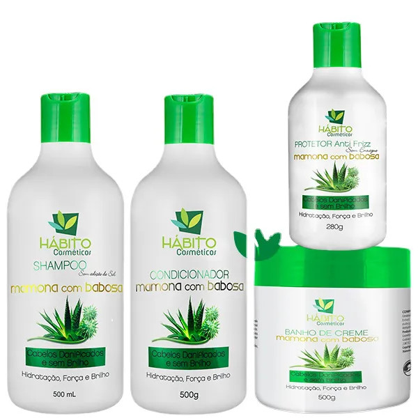 Kit Capilar Mamona com Babosa - Hábito 4 pçc