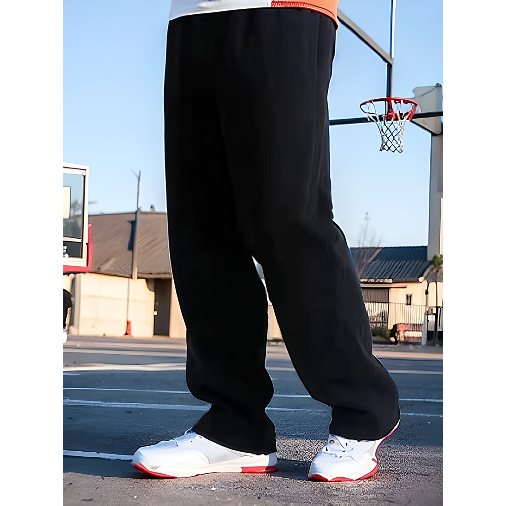 Calça de moletom masculina primavera outono algodão puro calça esportiva Casual tamanho grande reto pés pequenos versão 