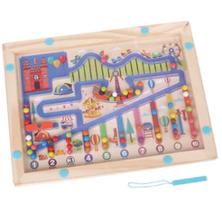 Labirinto Tabuleiro Magnético De Madeira Brinquedo Montessori TEA Autismo Educativo Contagem Números