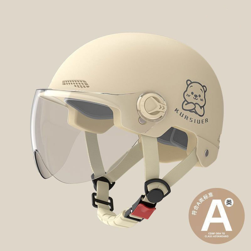Capacete de carro com bateria elétrica, feminino, masculino, verão, Universal, quatro estações, protetor solar, meio Hel