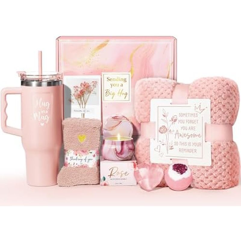 Presentes De Aniversário Para Mulheres , Autocuidado , Fique Bem , Caixa De Presente De Spa Relaxante Rosa , Cesta De Pa