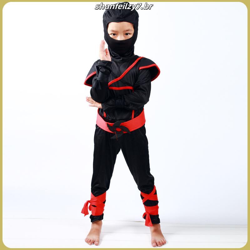 Anime Naruto Baju Para Crianças Fantasias De Halloween Meninos De 4-12 Anos Samurai Prata Blindadas Ninja