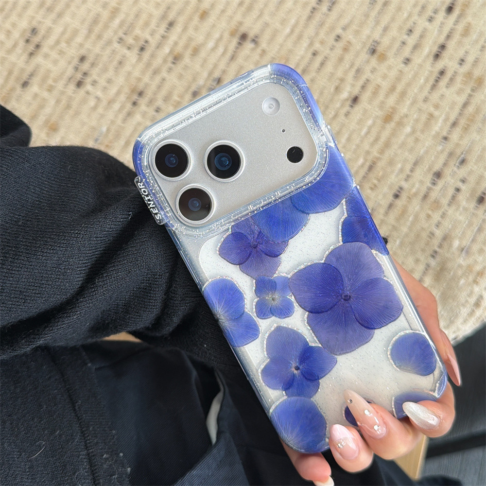 Invólucro Para iPhone 16 15 17 Pro Max 15promax 16pro Luxo Roxo Espumante Diamante Flor Flores Brilhante IMD À Prova De 