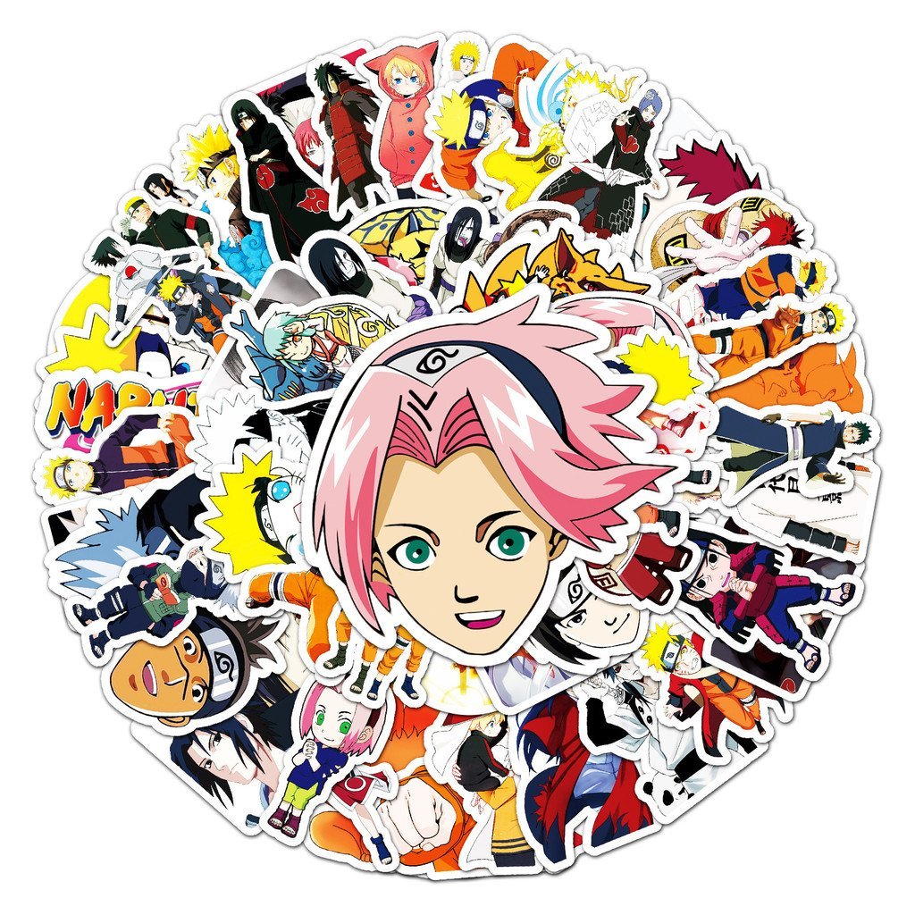62 adesivos de graffiti do anime japonês Naruto, sem repetição, para malas, tablets, carros e celulares, adesivos à prov