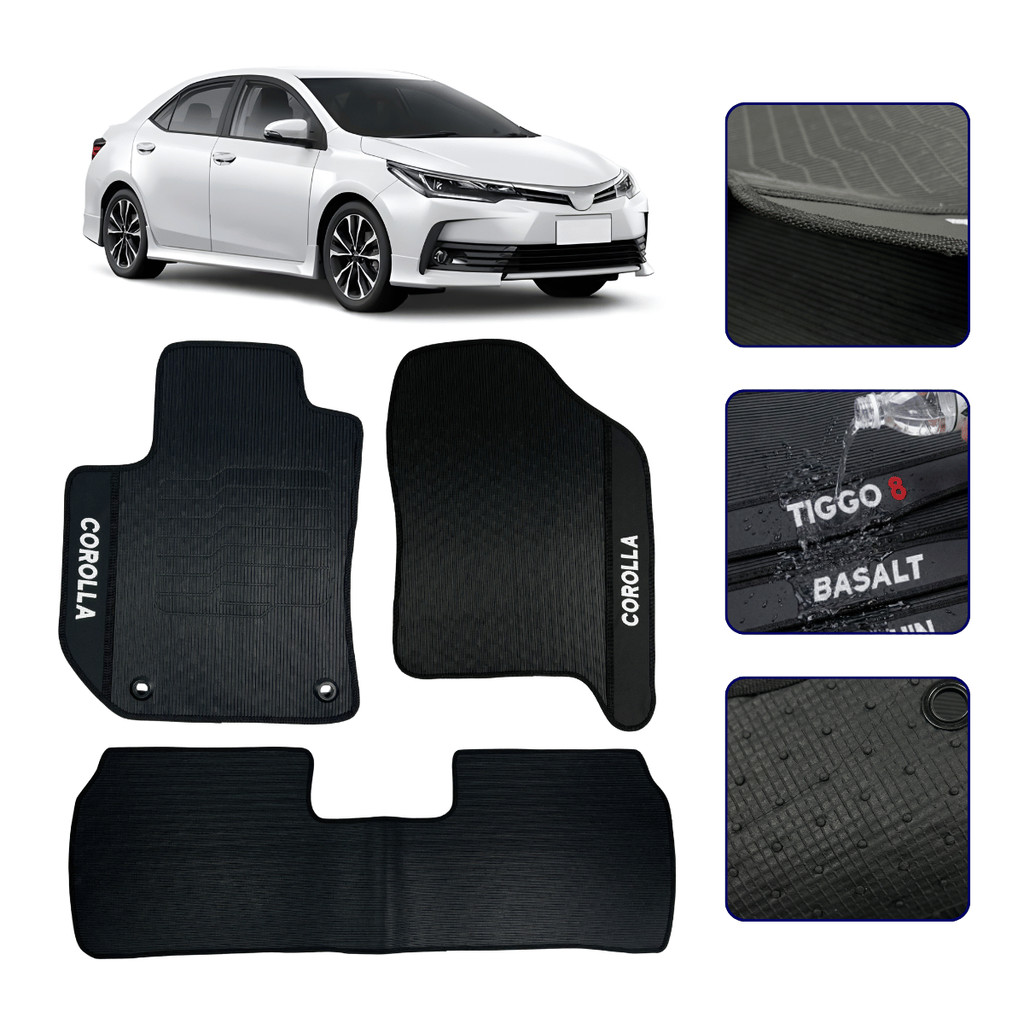 Jogo Tapete Emborrachado Para Corolla 2008 09 10 11 12 13 14 15 16 2017 Kit Automotivo 3 peças