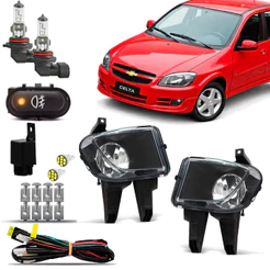Kit Farol Milha Neblina Farolete Auxiliar Cibie Completo Celtinha Celta Prisma 2007 08 09 10 2011 Botao Modelo Original