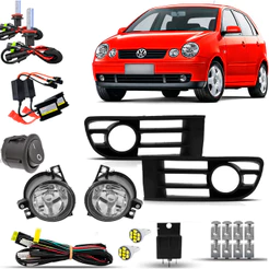 Kit Farol De Milha Neblina Auxiliar Farolete Cibie Completo Volkswagen Zoinho Zoiao Polo 2003 2004 2005 2006 Xenon 8000K
