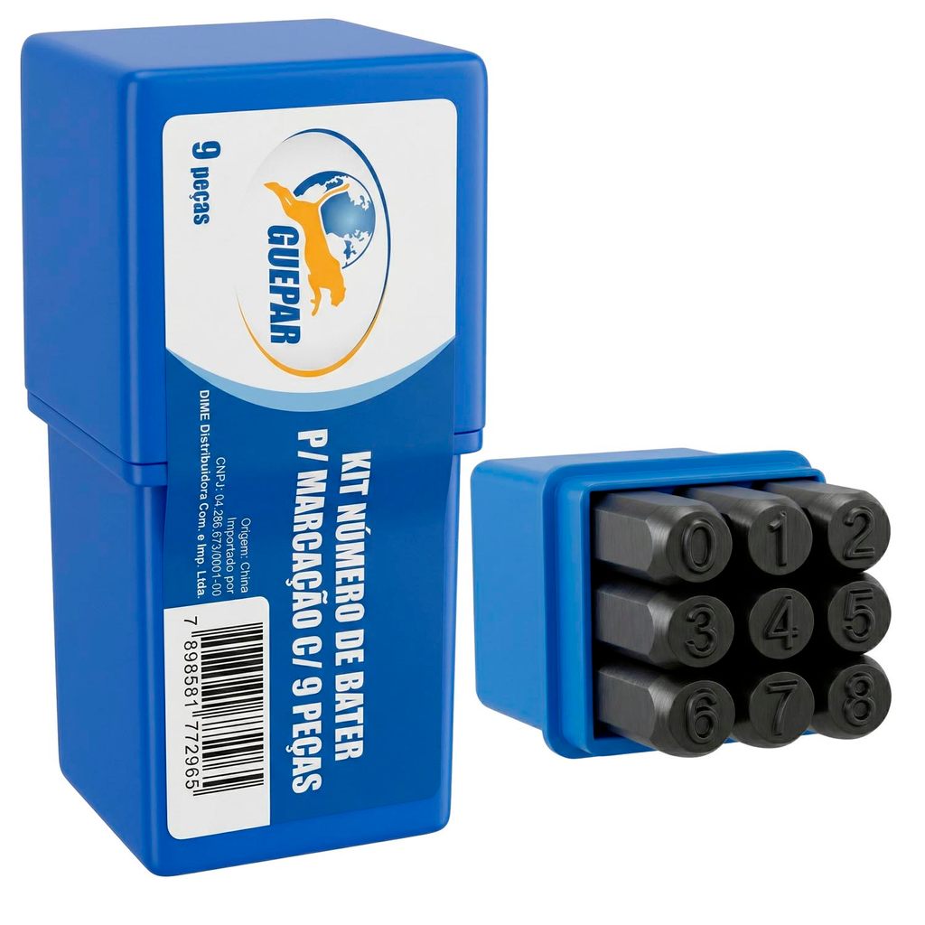 Jogo Algarismos de Bater 5mm 0 a 9 em Aço Temperado para Marcação Manual Profissional Durável