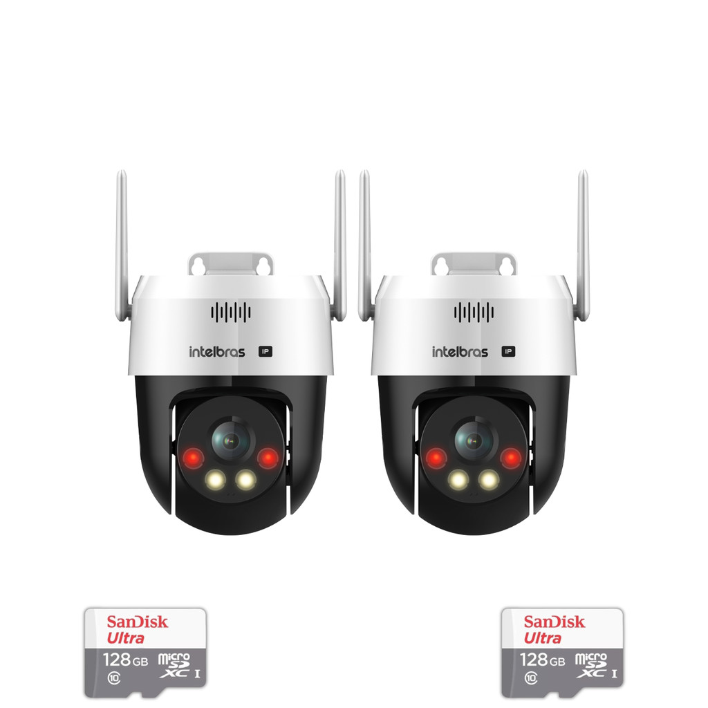 Kit 2 Câmeras IP Wi-Fi Intelbras VIPW 1300 MINI SD Speed Dome 128GB