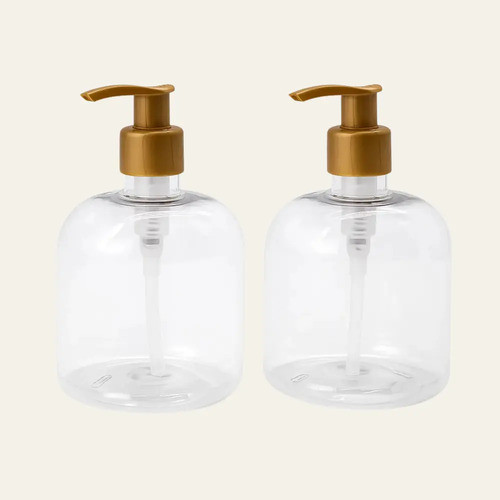 Saboneteira Pet 300ml Dourada 2 Unidades Com Dosador Dourada