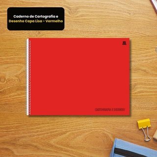 Caderno Cartografia Desenho Capa Lisa Vermelha Papel Alta Qualidade Tecido Resistente Formato A4