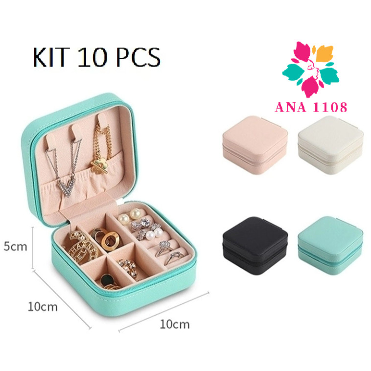 sufur ANA 1108 KIT 10 PCS Porta Jóias Portátil Caixinha Bolsa de Armazenamento Colar Brincos Anéis