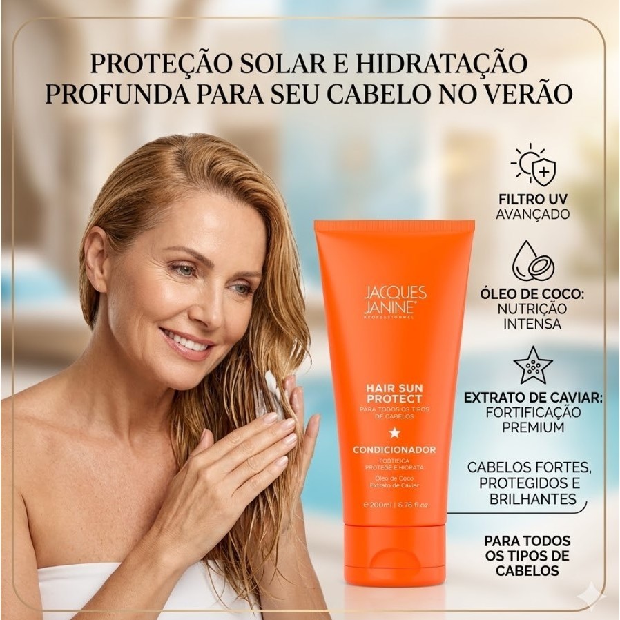 Condicionador Leave-In Filtro Solar Hair Sun Protect Jacques Janine 200ml ORIGINAL